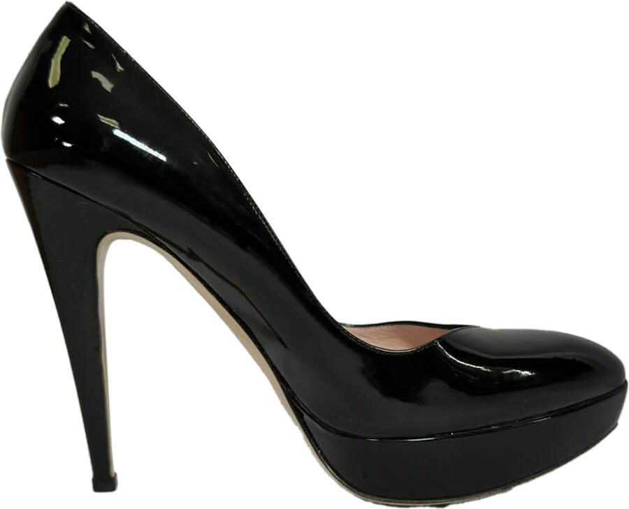 Miu Pre-owned Miu Plateau Pumps in Zwart Patentenleer