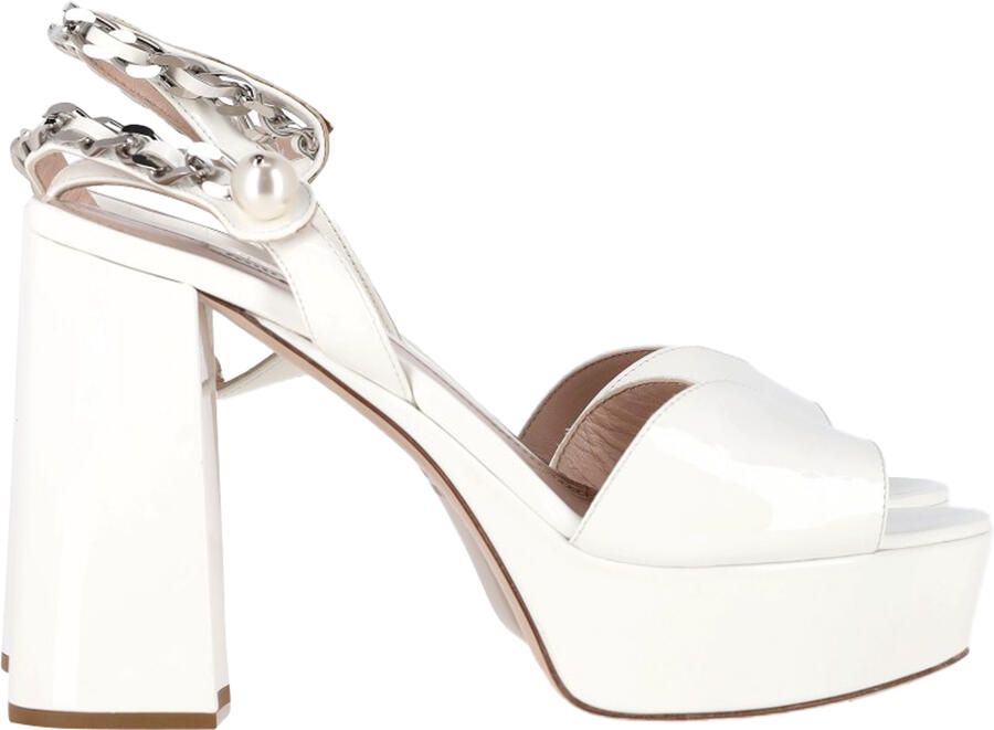 Miu Pre-owned Miu Platform Enkellaarsjes met Enkelriempje in Wit Patentleer