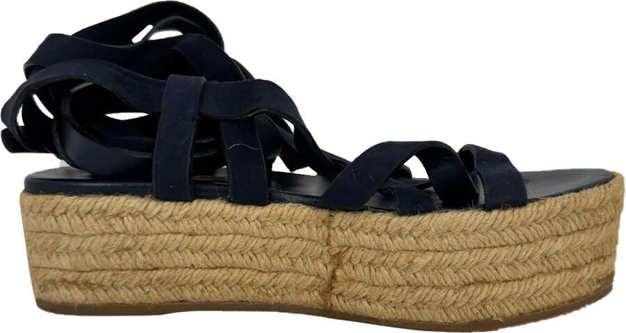 Miu Pre-owned Miu Sleehakken Sandalen met Bandjes in Donkerblauw Leer en Suède