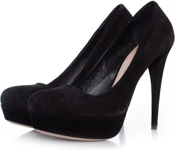 Miu Pre-owned Miu Zwarte suède plateau pumps.