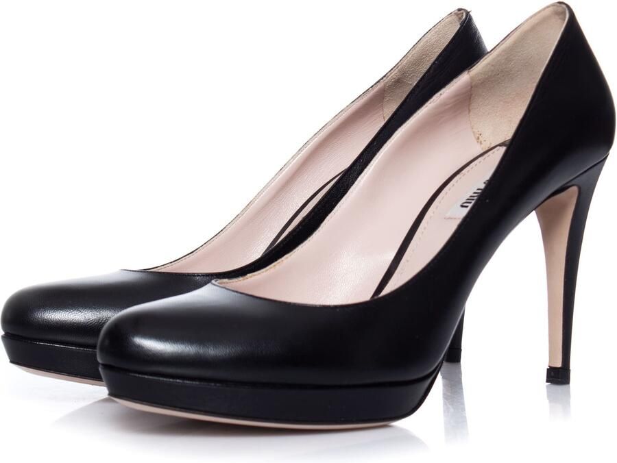 Miu Pre-owned zwarte leren plateau pump