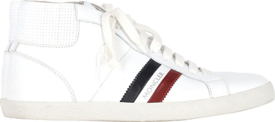 Moncler Pre-owned Moncler Monte Carlo Gestreepte Hoge Sneakers in Witte Leer