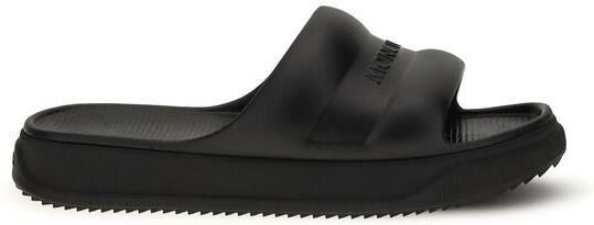 Moncler Zwarte Rubber Platte Sandalen