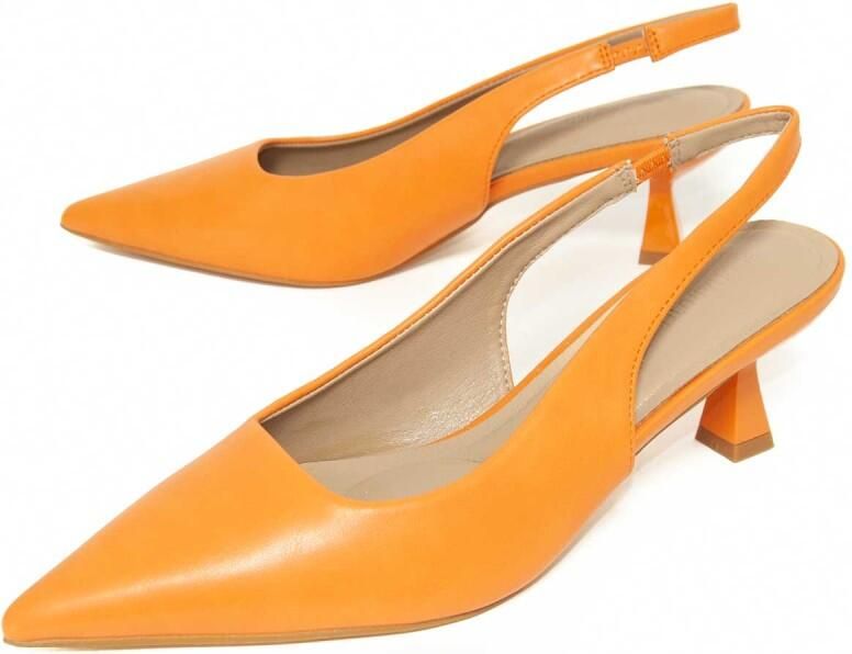Montevita Oranje Hoge Hak Schoenen met Open Hak en Gesloten Neus