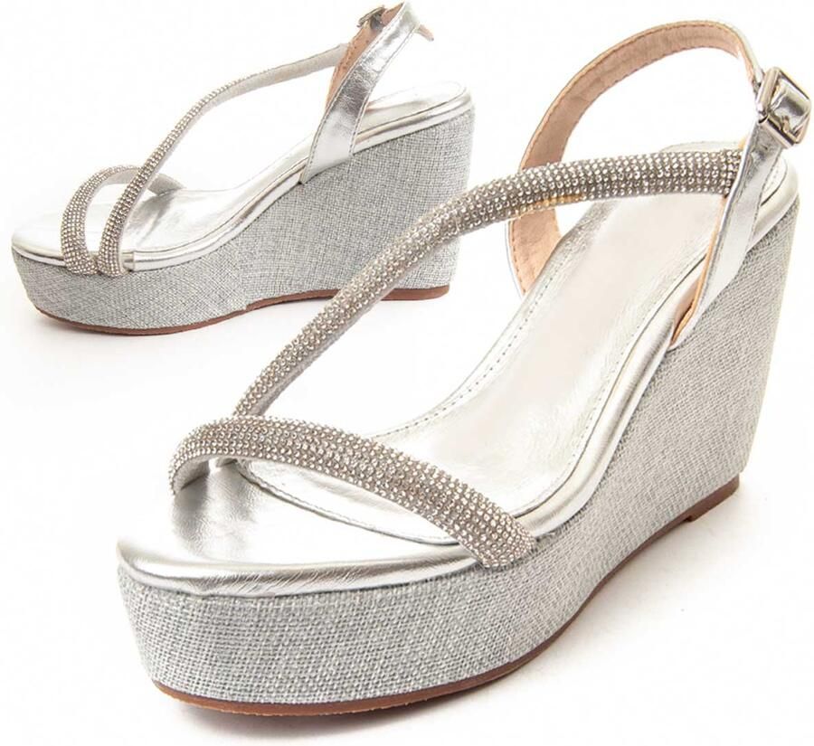 Montevita Wedge Sparto Sandal Wesparto8 in Zilver