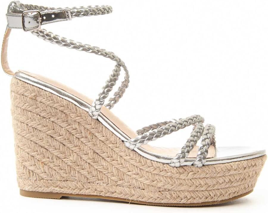 Montevita Wedge Sparto Sandalen Wesparto6 in Zilver