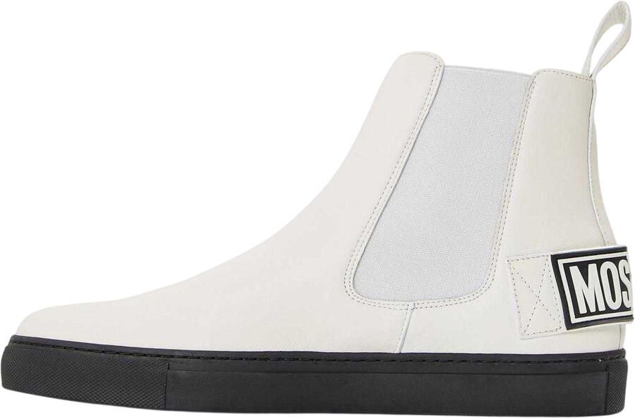 Moschino Platte enkellaarzen voor heren (Wit Zwart)