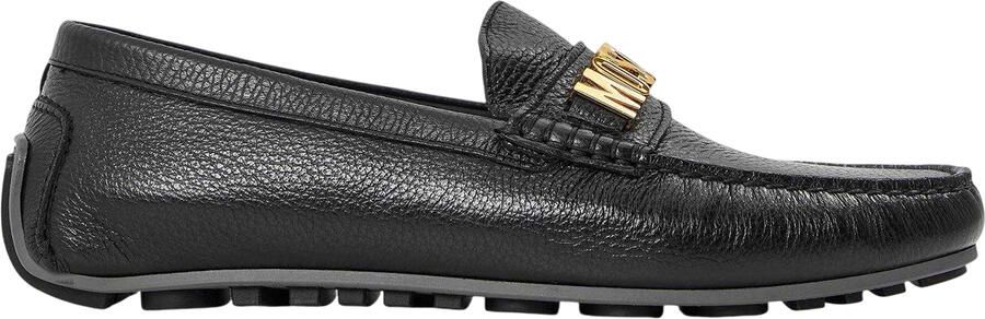 Moschino Platte slippers voor kinderen met reliëflogo (Zwart)