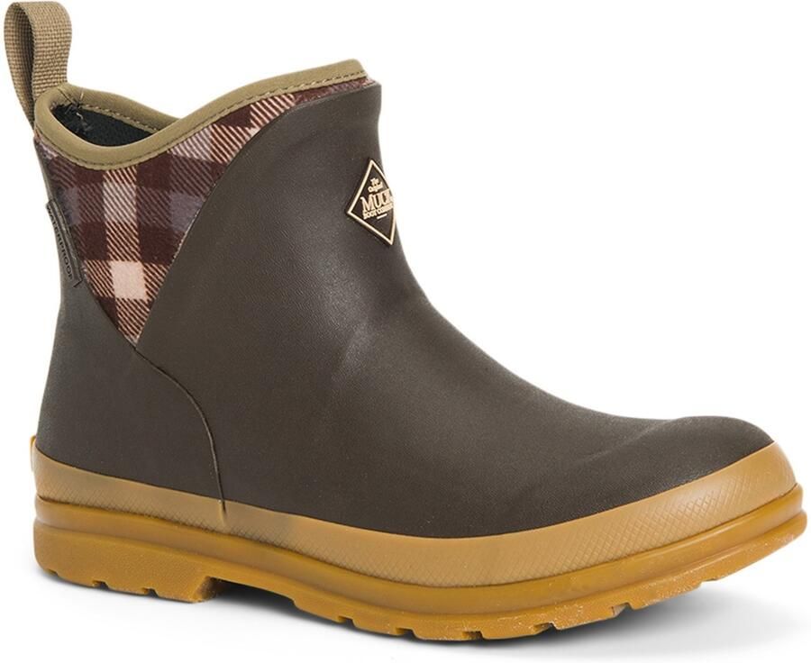 MUCK BOOTS Originals Ankle Rubberen Bruine Geruite Regenlaarzen Met Kauwgomzool