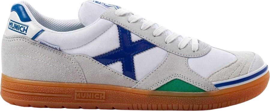Munich Gresca Signature voetbalschoenen voor binnen met verstevigde neus voor heren (Wit blauw)