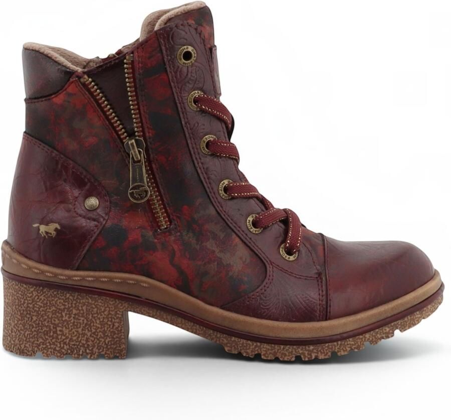 Mustang dames bordeauxrode bloemen veteraars winters enkellaarzen M0092001