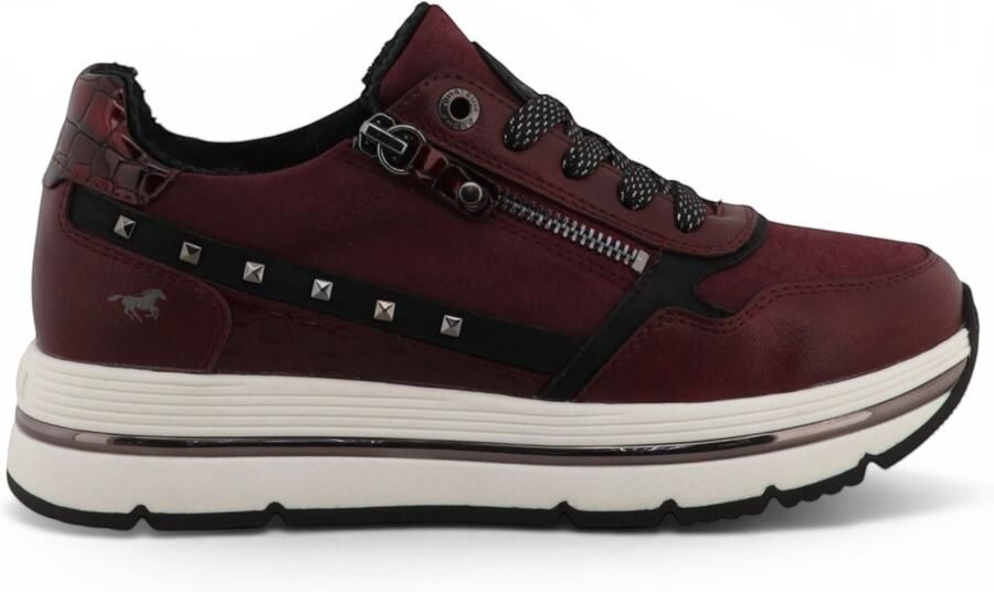 Mustang Dames bordeauxrode veterschoenen Platformsneakers M0332001