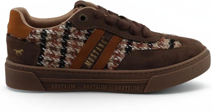Mustang Dames Bruine Tweed Sneakers Trainerschoenen M0212020