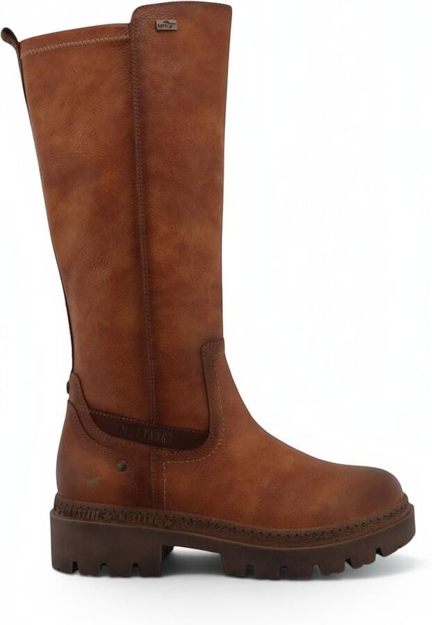 Mustang Dames Cognac Bruine Kniehoge Chunky Lange Winterlaarzen M0062001