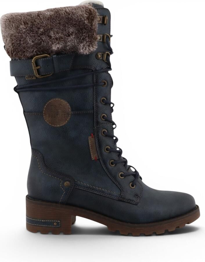 Mustang Dames Navy mid-kuit nepbont wintergevechtslaarzen M0082003