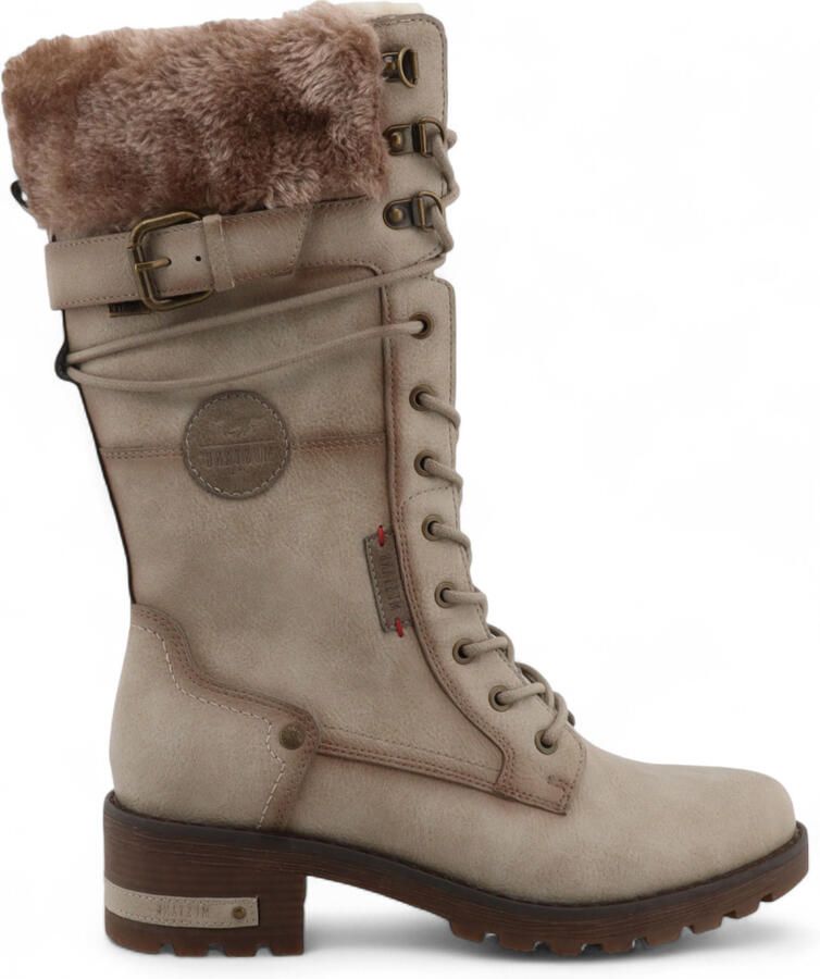 Mustang dames off white mid-calf imitatiebont winter gevechtslaarzen
