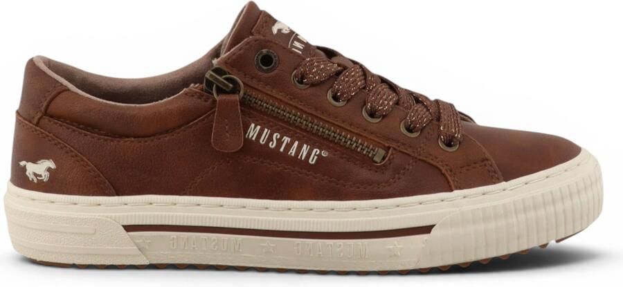 Mustang Dames Tan Faux Leather Trainer Sneaker Casual Schoenen M0112011