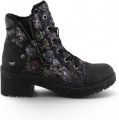 Mustang dames zwarte bloemen veteraars winterenkellaarzen M0092001 - Zwart