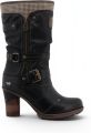 Mustang dames zwarte lange laarzen met halver-kuit hakken M0162001 - Zwart