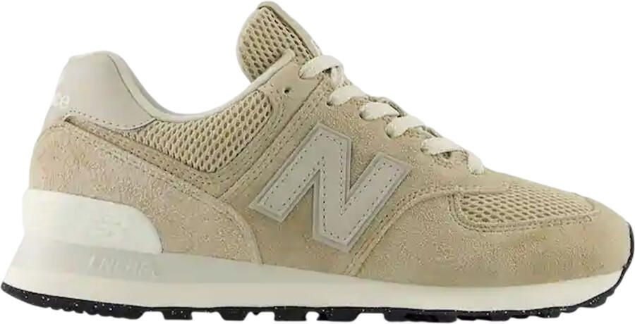 New Balance 574 suède sneakers met sleehak voor dames (Beige Wit)