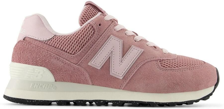 New Balance 574 suède sneakers met sleehak voor dames (Roze)