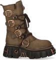 New Rock bruine leren gothic bikerlaarzen tot halverwege de kuit M-373XL-C120 - Donkerbruin