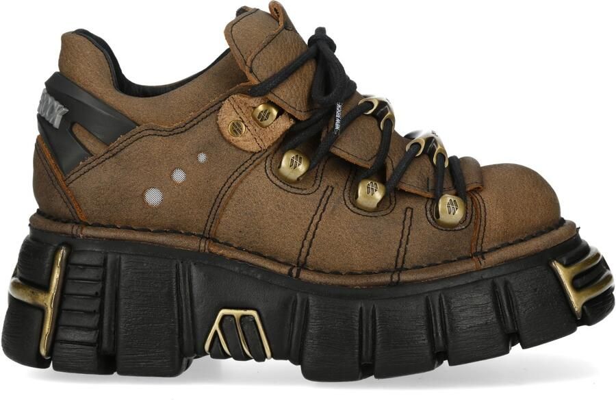 New Rock bruine leren gotische platform enkellaarsjes M-120N-C120