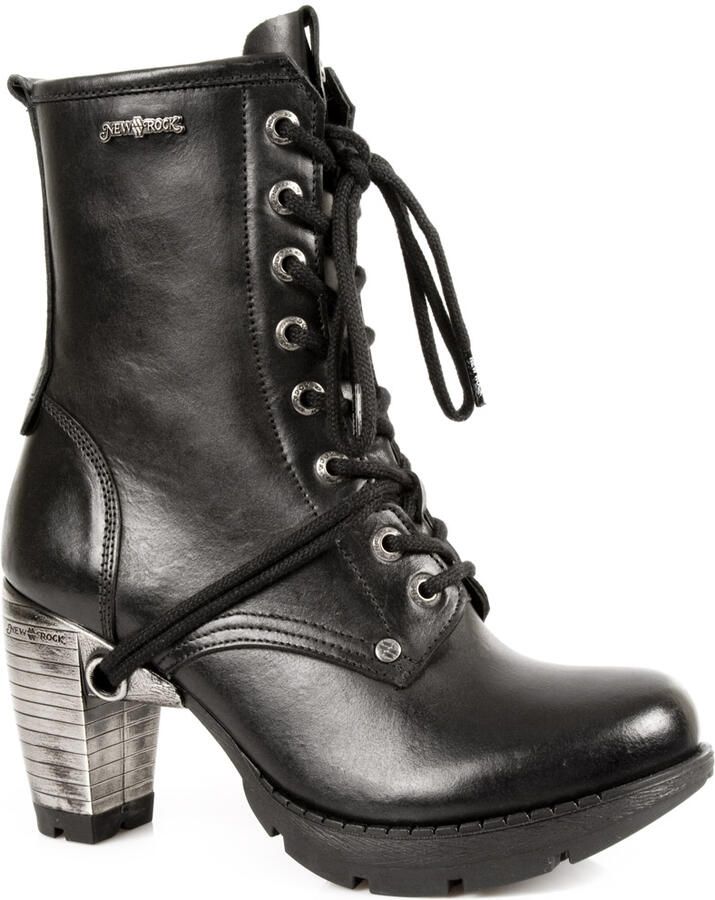 New Rock dames zwart lederen gotische traillaarzen TR001-S1