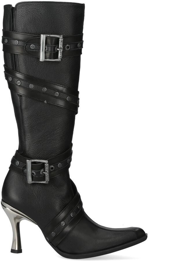 New Rock dames zwarte leren gothic kniehoge laarzen met hak M-9029-C10