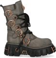 New Rock grijze bruine leren gothic bikerlaarzen tot halverwege de kuit M-373XL-C119 - Grijs