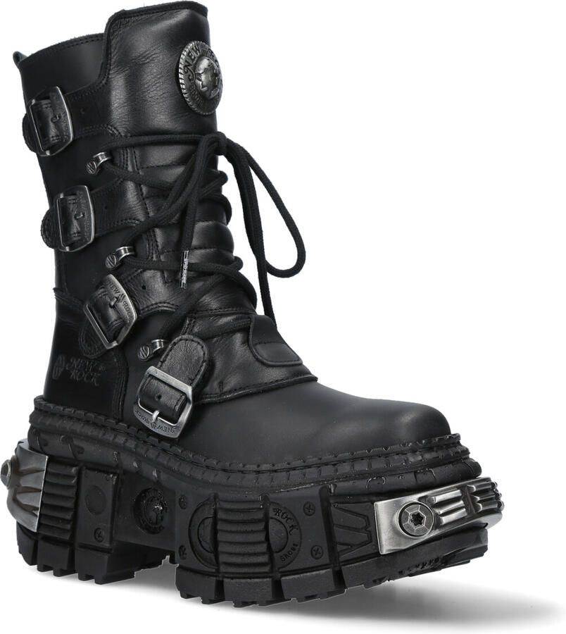 New Rock halfhoge lederen platformlaarzen-WALL373-S3