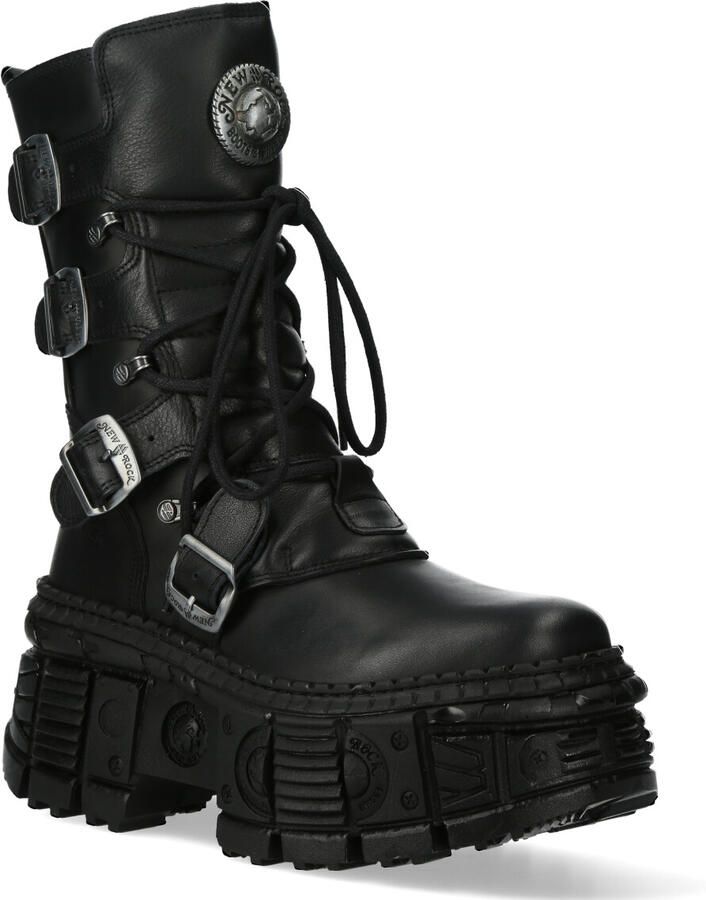 New Rock halfhoge leren Goth-laarzen-WALL373-S5