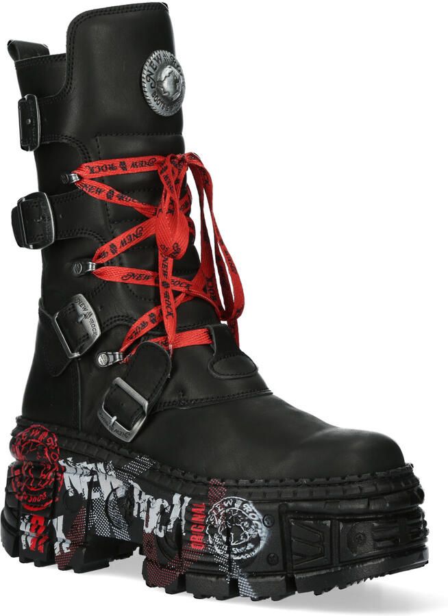 New Rock halfhoge punk lederen laarzen-WALL028B-C1