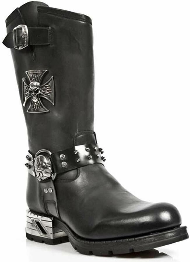 New Rock heren zwart lederen gotische cowboylaarzen MR030-S1