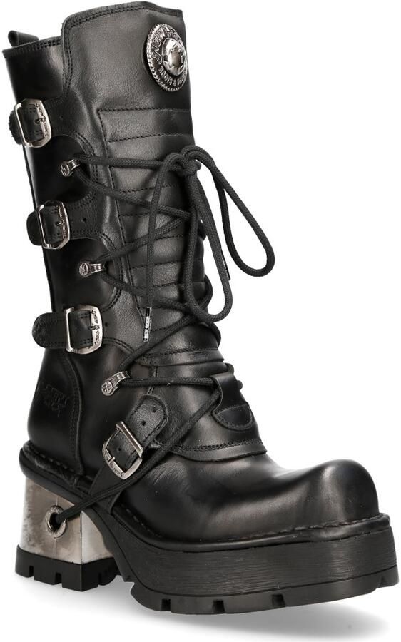 New Rock leren gothic halfhoge kuitlaarzen voor dames-373-S33