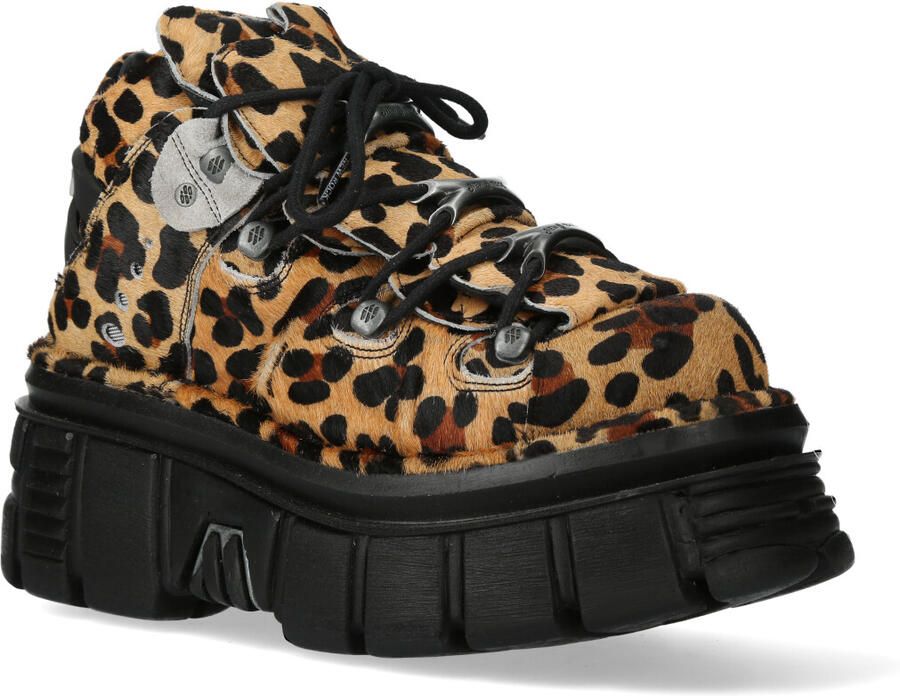 New Rock M-106-C192 Leopard Bruine Leren Gothic Enkellaarsjes