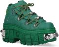 New Rock M-106WALL-C29 Metallic Groene Leren Gothic Enkellaarsjes - Groen