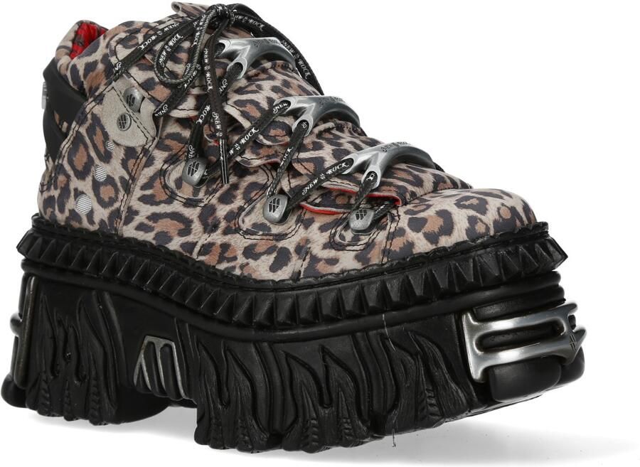New Rock M-106WALL-C56 Leopard Print Leren Gothic Platform Enkellaarsjes