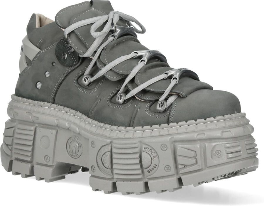 New Rock M-106WALL-C63 Grijze leren Urban Gothic enkellaarsjes