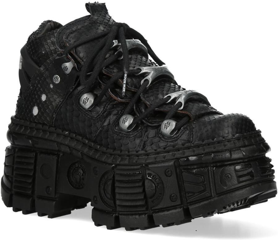 New Rock M-106WALL-C65 Python Zwarte Leren Platform Enkellaarsjes