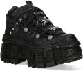 New Rock M-106WALL-C65 Python Zwarte Leren Platform Enkellaarsjes - Zwart
