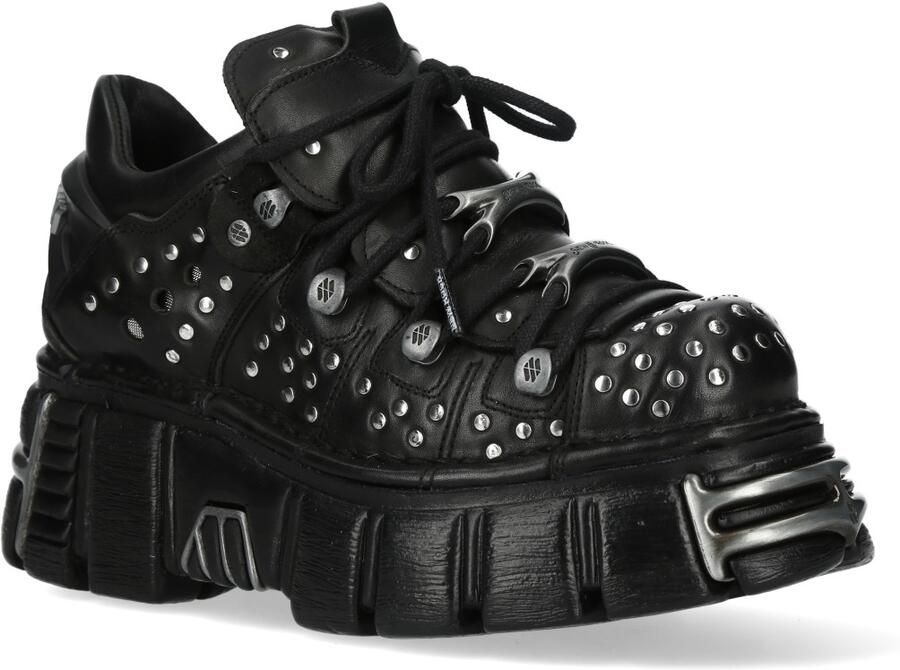 New Rock M-120NR-C1 Zwarte leren Gothic Platform enkellaarsjes