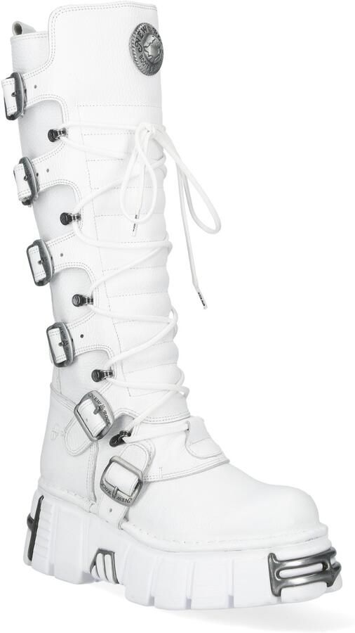 New Rock M-272-C69 kniehoge witte leren gothic laarzen