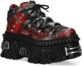 New Rock M-WALL106N-C17 Rood Zilver Leren Gothic Urban Rock Enkellaarsjes - Rood