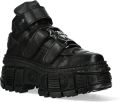 New Rock metalen enkel zwarte leren laarzen-WALL285-S2 - Zwart