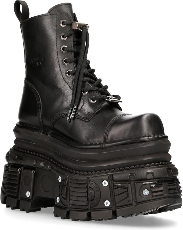 New Rock metalen zwart leren militaire laarzen MILI083CCT-C4