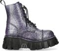 New Rock paarse leren gotische militaire bikerlaarzen MILI084N-S3 - Paars