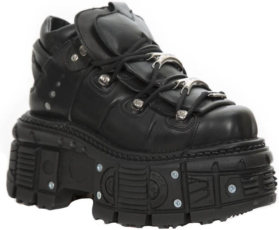 New Rock unisex metalen zwart lederen gotische laarzen M-TANK106-C2