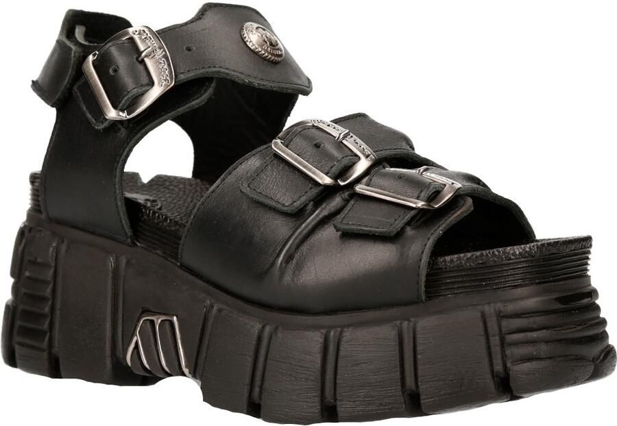 New Rock Unisex metalen Zwarte Punk Sandaal Laarzen M-BIOS101-C2