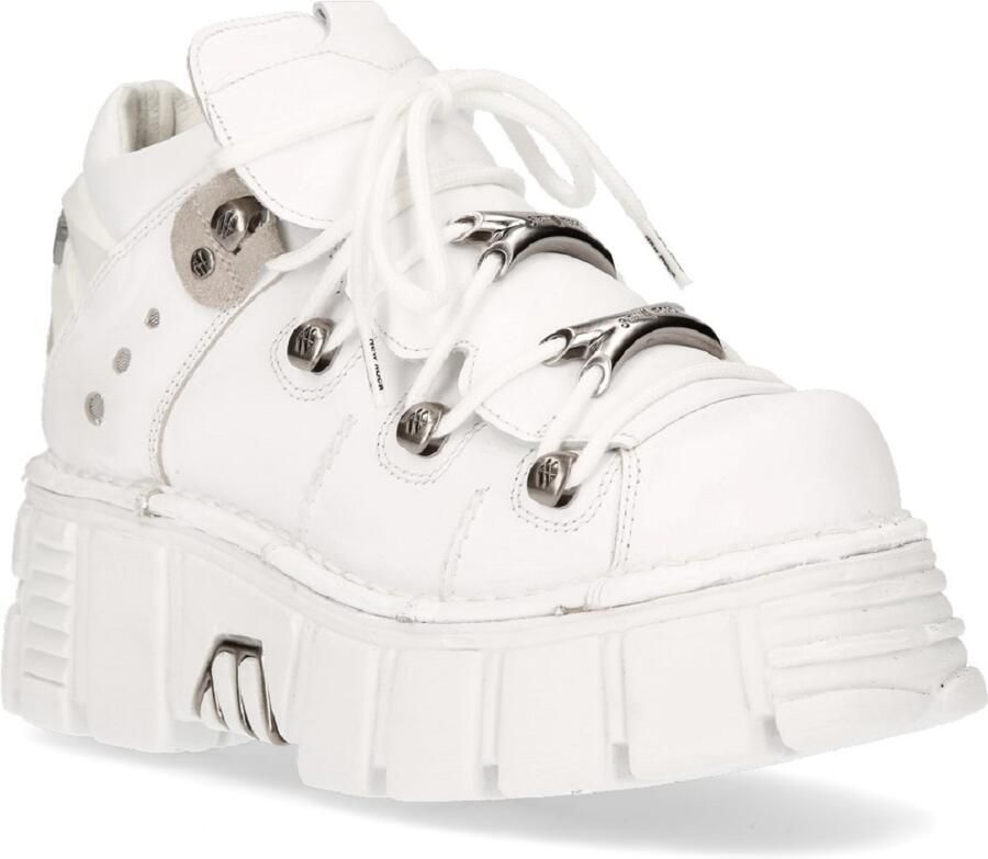 New Rock wit lederen gotische enkellaarzen ¬-106N-S8